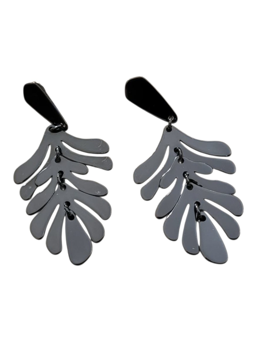 Gunmetal Leaf Dangle Earrings